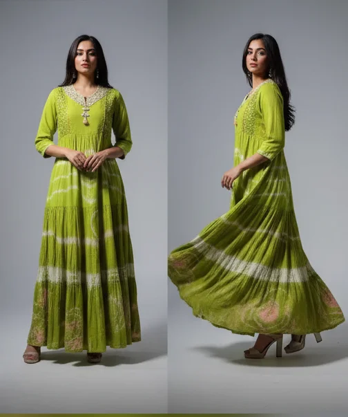 Multicolored Abstract Printed Long Gown